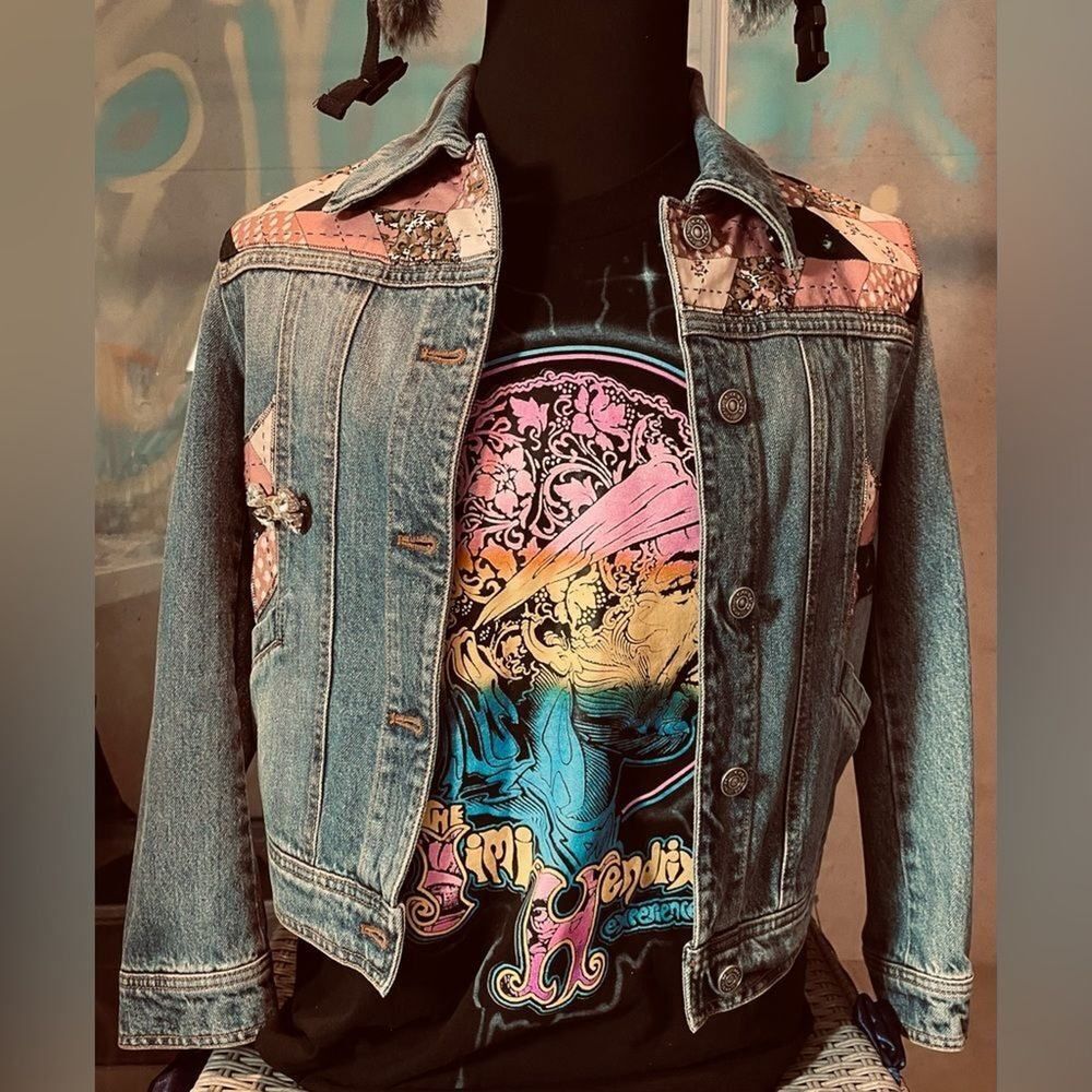 2 ITEM BUNDLE - Coach Denim Jacket - Western - Off White Retro Sunglasses - Y2k